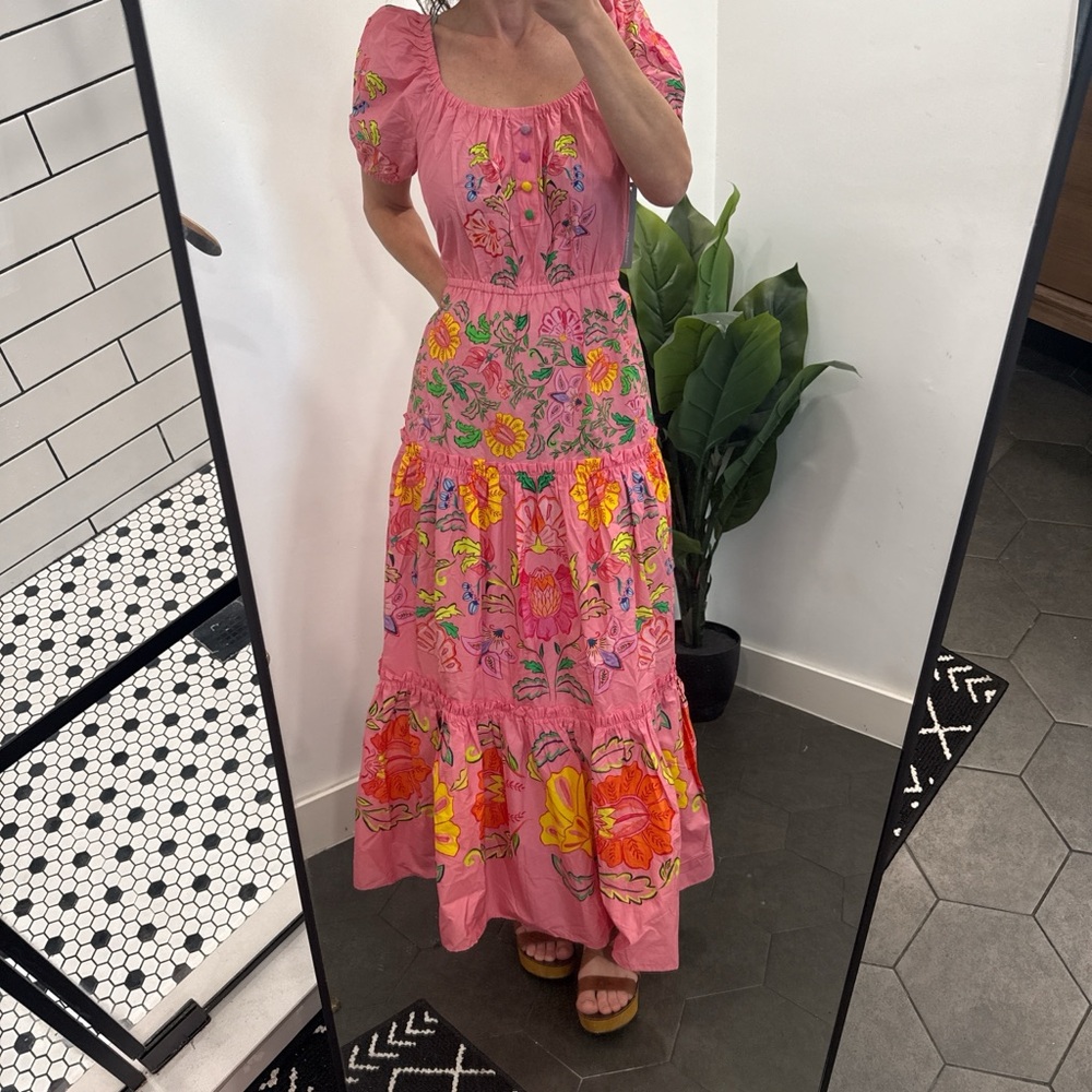 FARM Rio Vibrant Pink Floral Maxi Dress